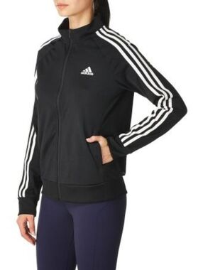 Adidas Black Track Jacket with White Stripes LG